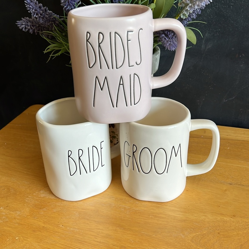 RAE DUNN Bride, Groom and Bridesmaid Wedding Mugs set